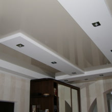 Placoplâtre et plafonds suspendus combinés: design, combinaisons de couleurs, photos intérieures-3