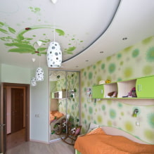 Placoplâtre et plafonds suspendus combinés: design, combinaisons de couleurs, photo à l'intérieur-5