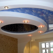 Combined plasterboard and suspended ceilings: design, color combinations, photos in the interior-6