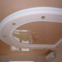ยิปซั่มรวมและเพดานที่ถูกระงับ: การออกแบบการผสมสีการตกแต่งภายในภาพถ่าย -7