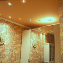 Тъкани опънати тавани: снимки, плюсове и минуси, видове, дизайн, цвят, осветление-3