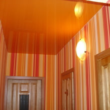 Stræk loft i korridoren og gangen: typer strukturer, strukturer, former, belysning, farve, design-2