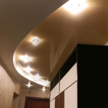 Soffitto teso nel corridoio e nel corridoio: tipi di strutture, trame, forme, illuminazione, colore, design-3