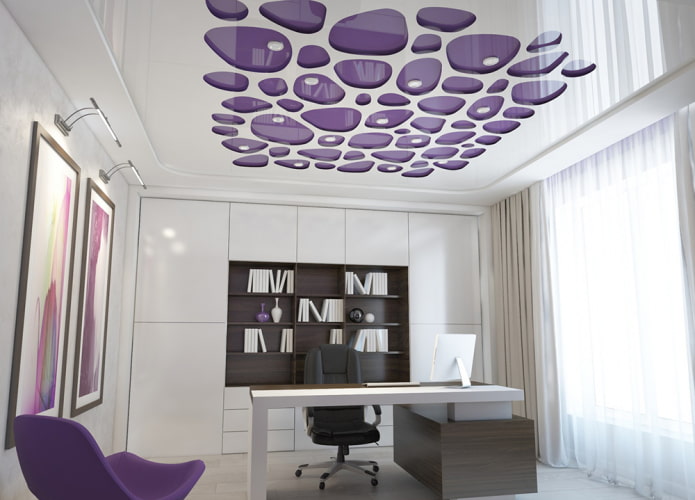 Резбовани опънати тавани: видове конструкция и текстура, цвят, дизайн, осветление