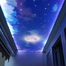 Stretch mennyezet 3D-s hatású: kivitel és rajzok, példák a szobák belső tereire - 1