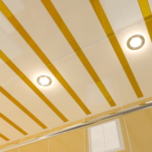 Нарязан таван: снимка, видове (от дърво, пластмаса, метал, алуминий), форми, дизайн, цвят-0