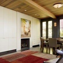 Plafond en bois: vues, design, couleur, éclairage, exemples dans les styles de loft, minimalisme, classique, provence-4