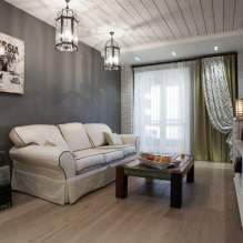 Soffitto in legno: vista, design, colore, illuminazione, esempi in stile loft, minimalismo, classico, provence-5