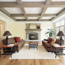 Coffered ceiling: types (of wood, drywall, polyurethane), shapes, design, color, lighting-1