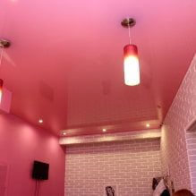 Techo rosa: tipos (estiramiento, paneles de yeso, etc.), sombras, combinaciones, iluminación-1