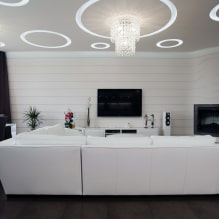 Soffitto grigio all'interno: design, tipi (opaco, lucido, satinato), illuminazione, combinazione con pareti-8