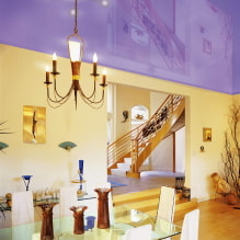 Violetti katto: muotoilu, sävyt, valokuva ripustettavasta ja ripustettavasta katosta-2