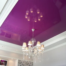 Plafonul violet: design, nuanțe, fotografie pentru tavan suspendat și suspendat-3