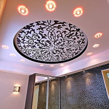 Figured ceiling: design, types (stretch, plasterboard, etc.), geometric, curved shapes-1