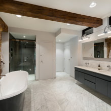 Siling di bilik mandi: jenis kemasan mengikut bahan, struktur, warna, reka bentuk, pencahayaan-2