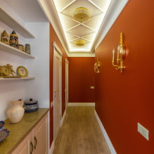 Οροφή στο διάδρομο: τύποι, χρώμα, σχεδιασμός, σγουρές δομές στο διάδρομο, φωτισμός-2