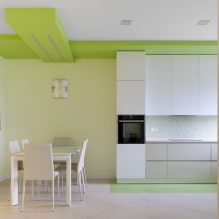 Стропне облоге у кухињи: врсте дизајна, боја, дизајн, осветљење, коврчави облици-0