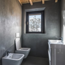 Плафон у тоалету: врсте материјала, структура, текстура, боја, дизајн, осветљење-4