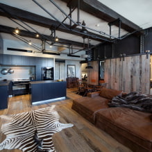 Loft style ceiling: types, color, decor options, lighting, examples in the interior-1