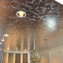 Textured stretch ceiling: imitation of wood, plaster, brocade, mirror, concrete, leather, silk, etc.-8