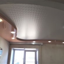 Текстуриран таван за опъване: имитация на дърво, мазилка, брокат, огледало, бетон, кожа, коприна и др.-10