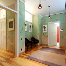 Stěny na chodbě: typy povrchových úprav, barva, design a výzdoba, nápady pro malou chodbu-8