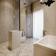 Dekorativ gips i badrummet: typer, färg, design, dekorationsalternativ (väggar, tak) -5