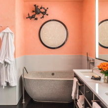 Декоративна мазилка в банята: видове, цвят, дизайн, опции за декорация (стени, таван) -7