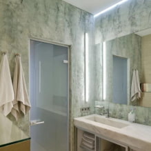 Banyoda dekoratif sıva: türleri, rengi, tasarımı, dekorasyon seçenekleri (duvarlar, tavan) -8