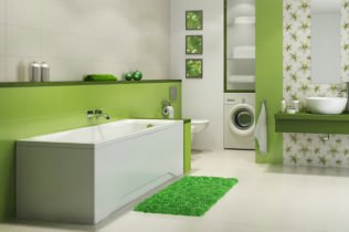Zaļas vannas istabas dizains
