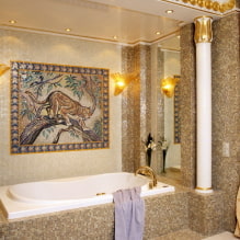 Стенна декорация в банята: видове, опции за дизайн, цветове, примери за декор-2