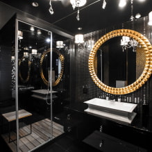 Valg av speil på badet: typer, former, dekor, farge, alternativer med mønster, bakgrunnsbelysning-5