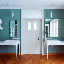 Białe drzwi we wnętrzu: rodzaje, design, wyposażenie, połączenie z kolorem ścian, podłoga-1