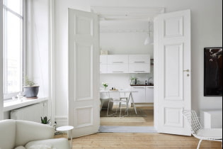 Portes blanches à l'intérieur: types, design, installations, combinaison avec la couleur des murs, du sol
