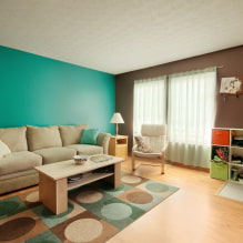 Veggdesign i leiligheten: innredningsalternativer, dekorideer, fargevalg-7