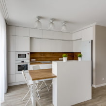 Kuchyňský kout v bytě: design, tvar a umístění, barva, možnosti osvětlení-2