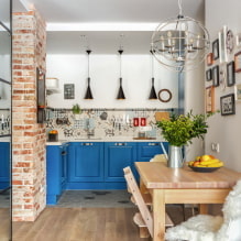 Κουζινάκι στο διαμέρισμα: σχέδιο, σχήματα και διάταξη, χρώμα, επιλογές φωτισμού-3