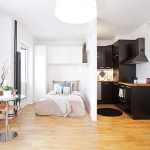 Disseny d’un apartament d’una habitació amb nínxol: foto, maquetació, arranjament de mobles-2
