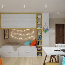 Vieno kambario buto su niša dizainas: nuotrauka, išdėstymas, baldų išdėstymas-3