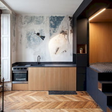 Design av en ett-roms leilighet med en nisje: foto, layout, møbler arrangement-4