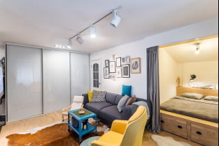 Design av en lägenhet med ett rum med en nisch: foto, layout, möbler