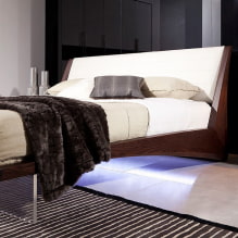 מיטה מרקמת בפנים: סוגים, צורות, עיצוב, אפשרויות עם תאורה אחורית -0
