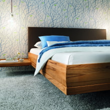 מיטה מרקמת בפנים: סוגים, צורות, עיצוב, אפשרויות עם תאורה אחורית -8