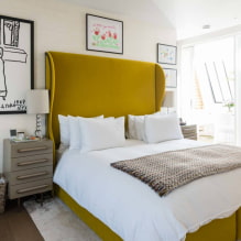 מיטות עם ראש מיטה רך: תמונות, סוגים, חומרים, עיצוב, סגנונות, ערכת צבעים -1