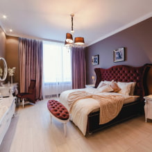 Katil dengan kepala katil lembut: foto, jenis, bahan, reka bentuk, gaya, skema warna-6