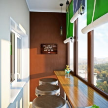 Barový pult na balkóne: možnosti umiestnenia, dizajn, materiály pracovnej dosky, dekor-2