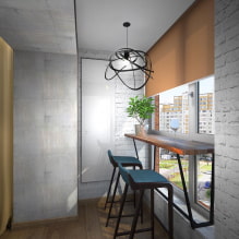 Barový pult na balkóne: možnosti umiestnenia, dizajn, stolové materiály, dekor-4