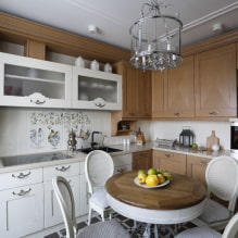 Округли столови за кухињу: фотографије, врсте, материјали, боја, могућности изгледа, дизајн-0