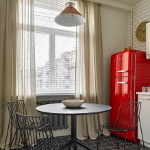 Округли столови за кухињу: фотографије, врсте, материјали, боја, могућности изгледа, дизајн-5