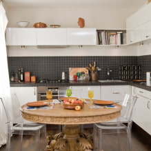 Mutfak için yuvarlak masalar: fotoğraflar, tipler, malzemeler, renk, düzen seçenekleri, tasarım-6